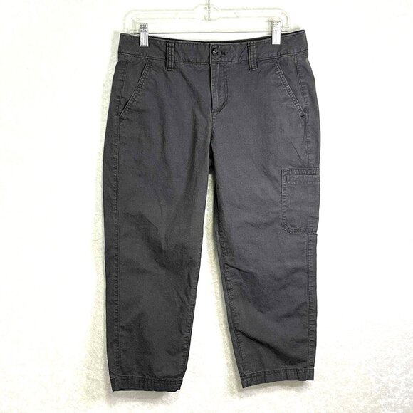 EDDIE BAUER Ankle Cargo Pants Womens 8 Pilero Gray Khakis Pockets Grunge Gorp - Picture 1 of 16